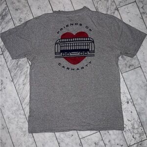 Carhartt Heather Gray T-Shirt with Red Heart Graphic
